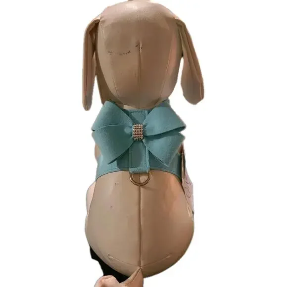 Susan Lanci Designs Tinkie Harness Nuveau Bow Tiffy Blue Ultra Suede NEWXXS